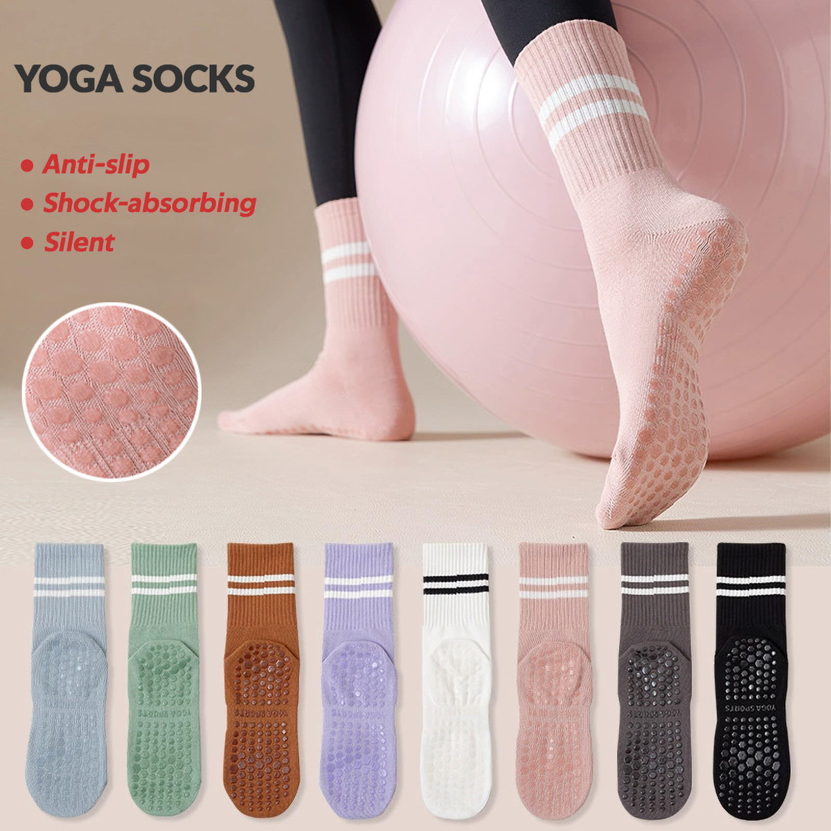 3 Pairs Long Yoga Socks with G - Pilates Yoga Barre recension och pris