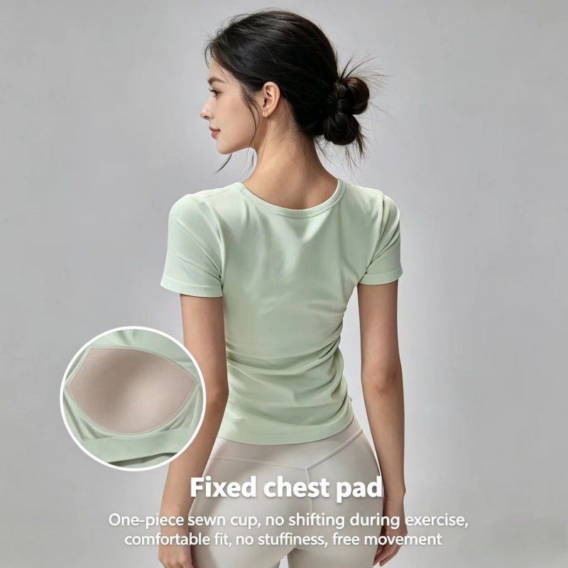 Summer Short Sleeve Padded Spo - Pilates Yoga Top recension och pris