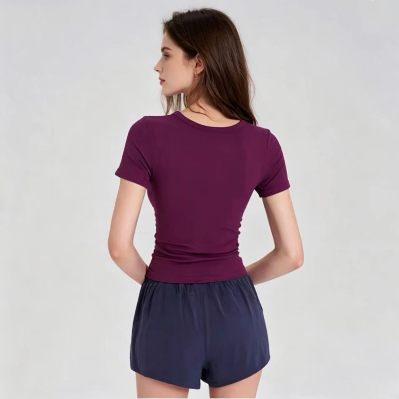 Summer Short Sleeve Padded Spo - Pilates Yoga Top recension och pris
